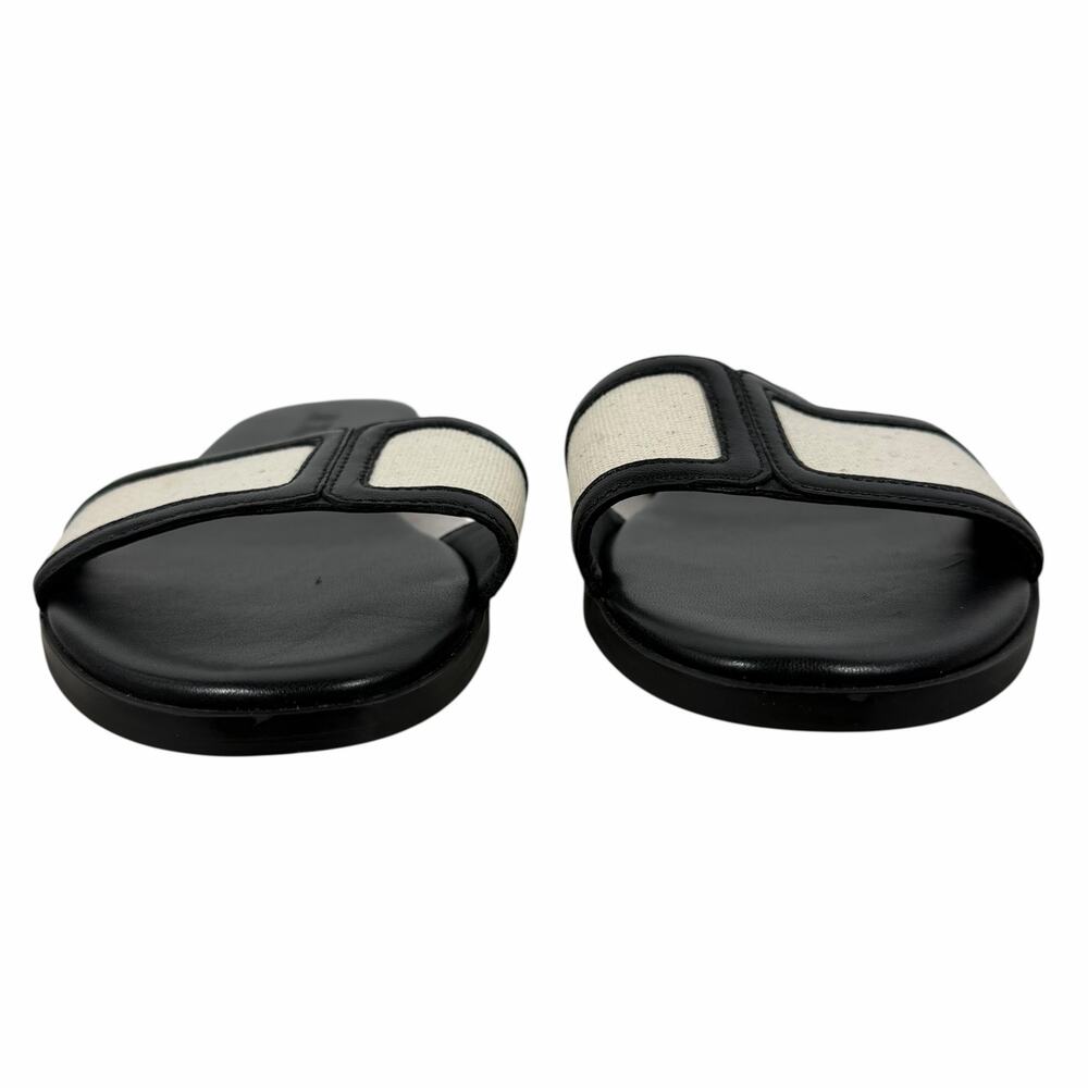 J. Crew Georgina Slide Sandal in Canvas & Leather Black Size 6.5 - Picture 4 of 12